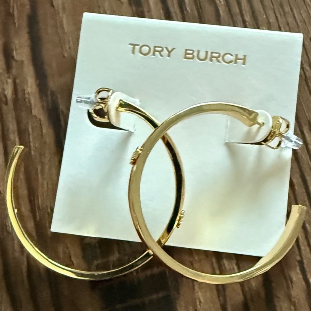 Gold and Red Hoop Earrings - Picture 7 of 7